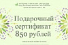Подарочный сертификат 850 рублей